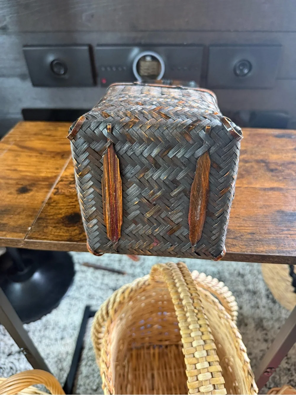 Source Unknown Brown Woven Handled Basket